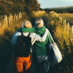 Two girlfriends out walking