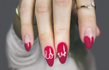 Red manicured nails
