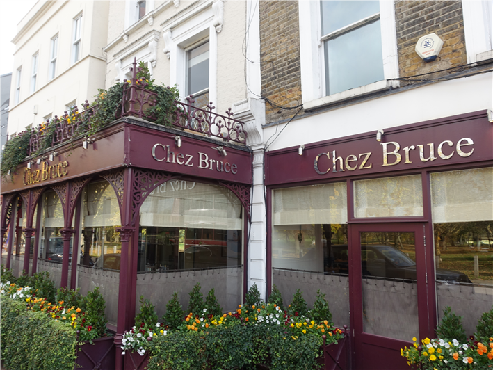Outside of Chez Bruce restaurant, Wandsworth Common