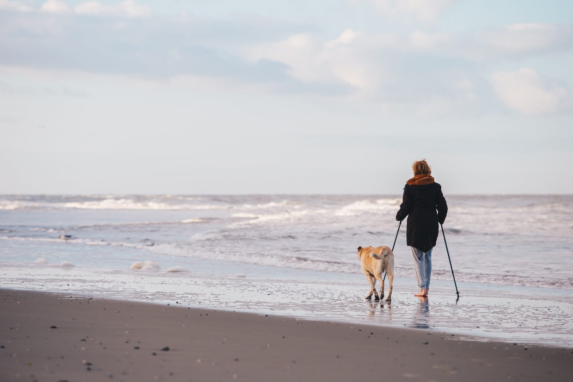 Nordic walking on the beach